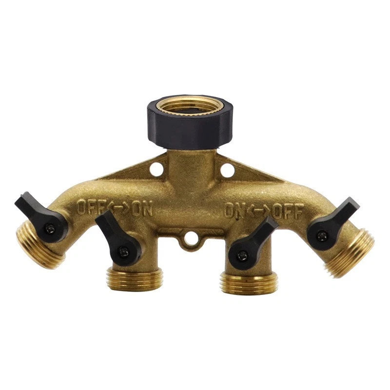 4-Way Garden Hose Distributor Connector for Standard Hoses (3/4 Inch)