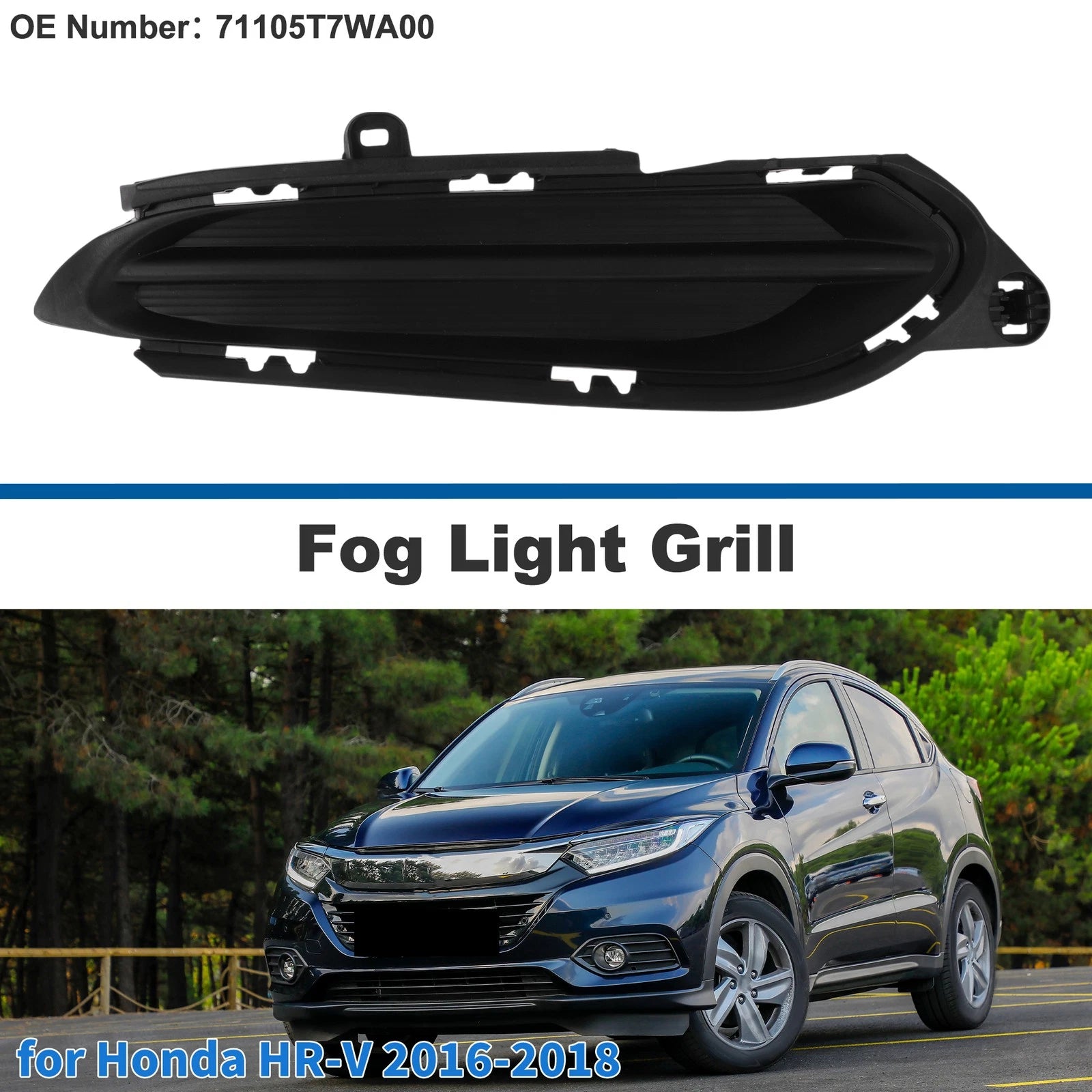Front Right Fog Light Grill Replacement for Honda HR-V (2016–2018)