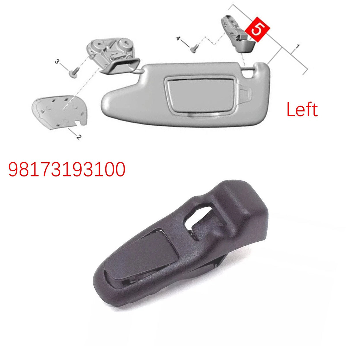 Sun Visor Holder for 718 - Left Inner Clip Replacement