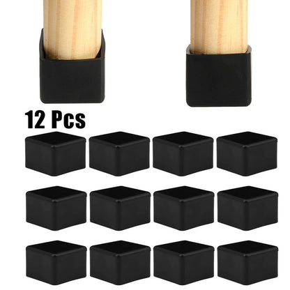 12X Chair Leg Caps for Square Tables - PVC Feet Protectors