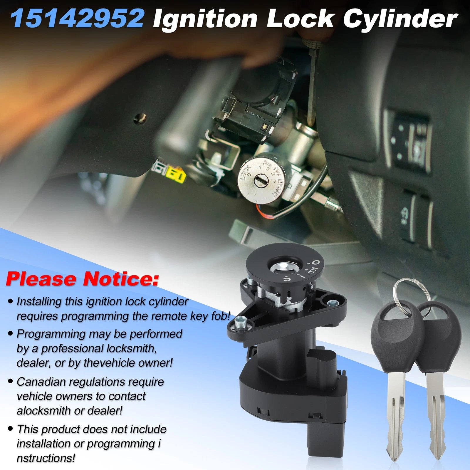 Ignition Lock Cylinder Switch w/ Key for Chevy Malibu (2004–2012) 15142952