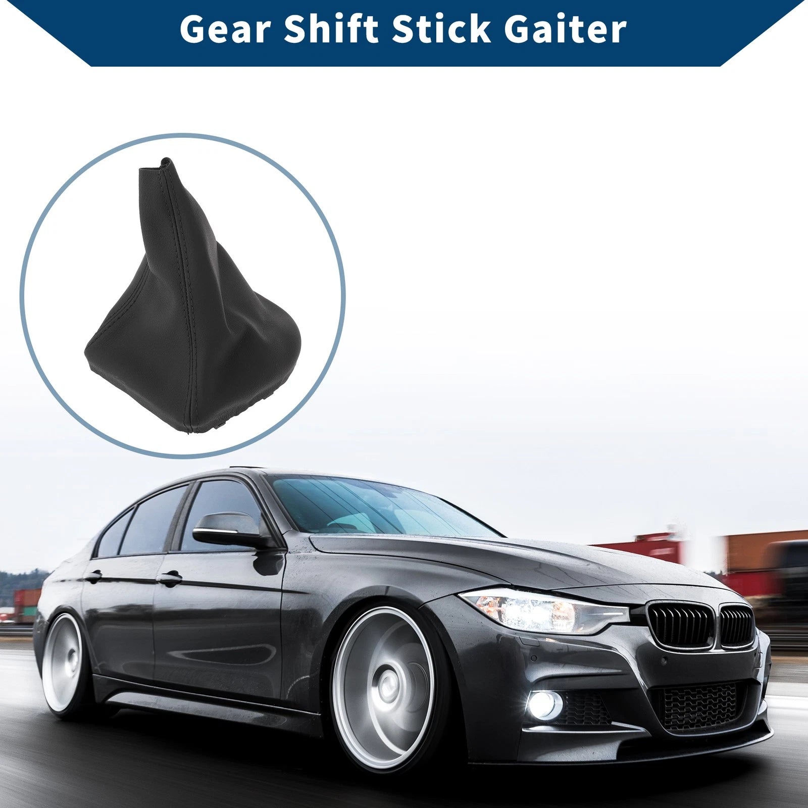 Gear Shift Stick Gaiter Black Leather Replacement for BMW E60 E61 (2004–2008)
