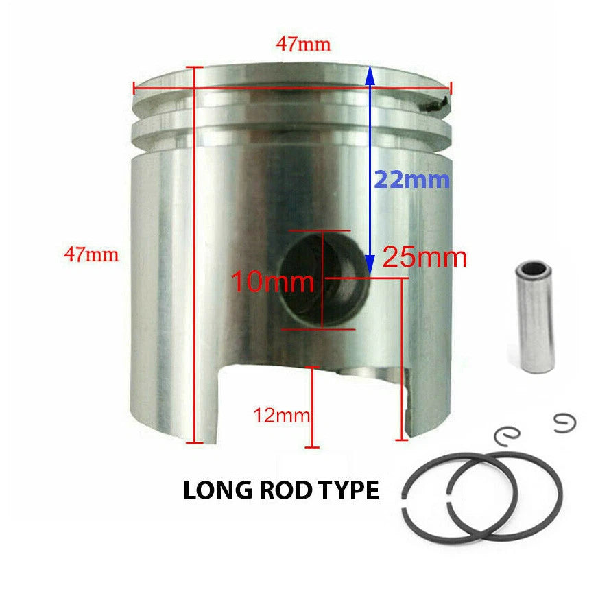 47mm Piston for 66/80cc 2-Stroke Motor Bike Engine (Long Connecting Rod)