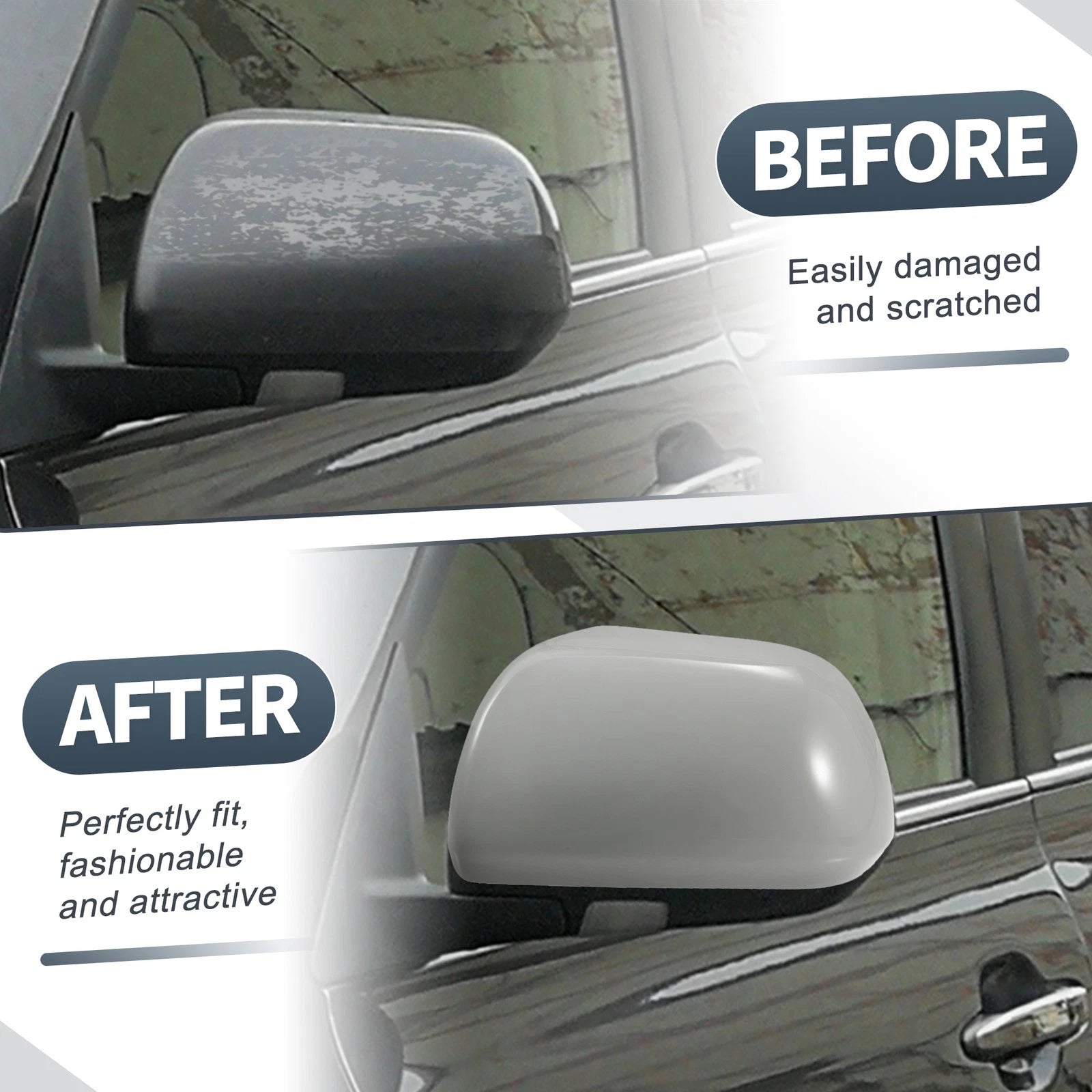 Left Side Car Mirror Cover Cap Replacement Gray for Toyota Highlander (2009–2014)