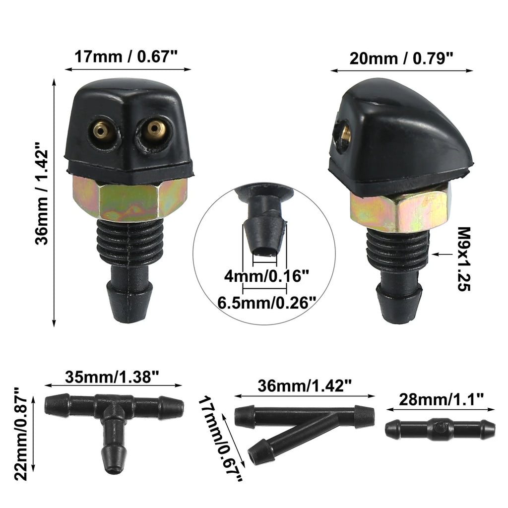 2Pcs Windshield Washer Nozzle Connectors Kit for Toyota 2.5m Hose (2005–2015)