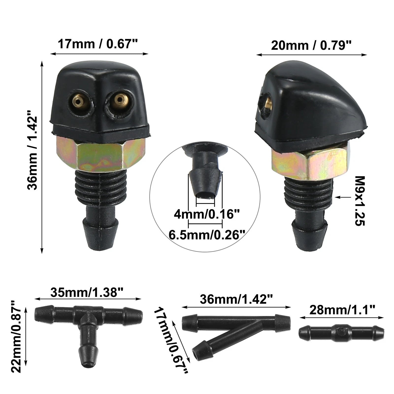 2Pcs Windshield Washer Nozzle Connectors Kit for Toyota 2.5m Hose (2005–2015)