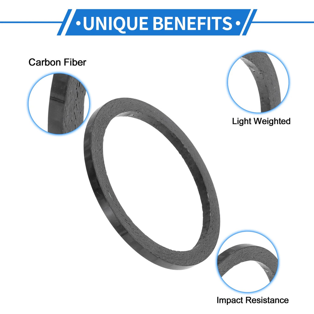 Bicycle Headset Spacers 2mm 28.6mm 1 1/8 Carbon Fiber for 1-1/8" Fork (—)