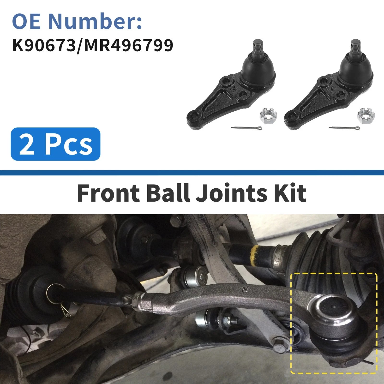 2 Pcs Front Lower Ball Joints Replacement for Mitsubishi Montero (2001–2006)