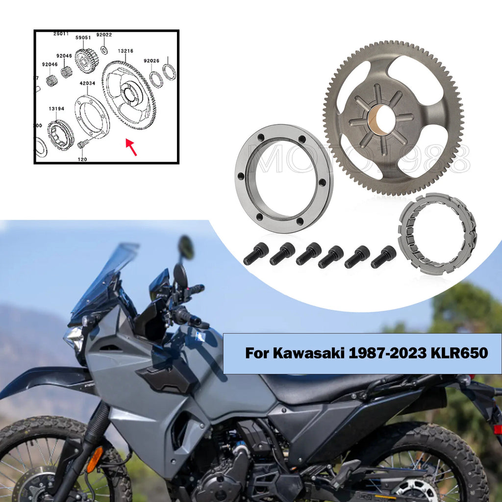 One Way Starter Clutch Kit for Kawasaki KLR650 (1987–2023) 42034-1094 13194-1089 13216-0044