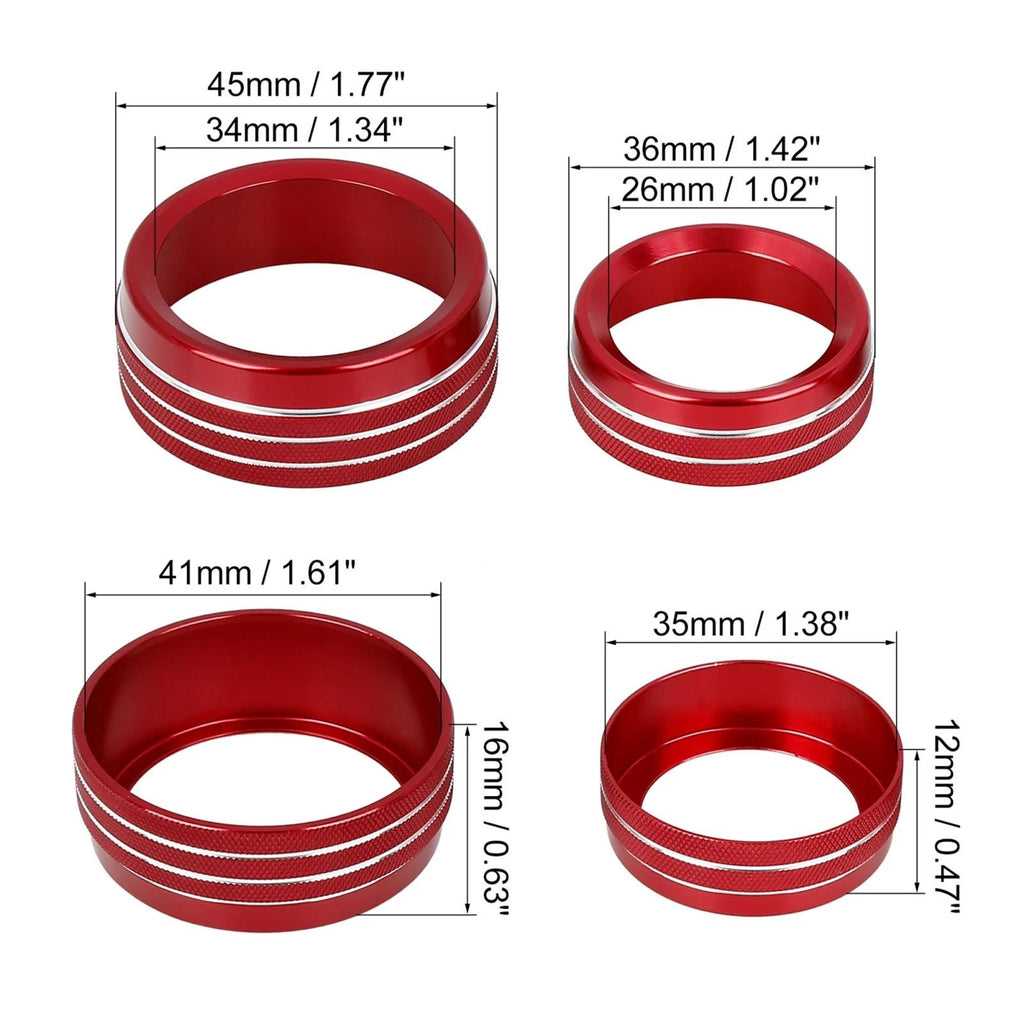 3pcs AC Climate Control Ring Knob Trim Cover for Dodge Challenger Charger (2015–2023)