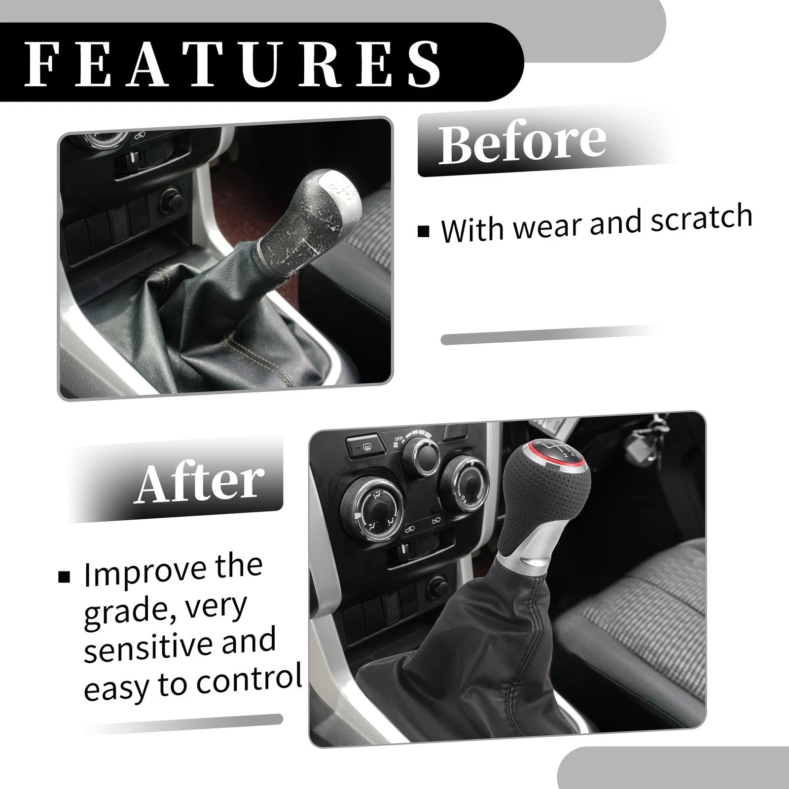 6 Speed Manual Shift Knob with Dust Cover for Audi A6 (2004–2008)