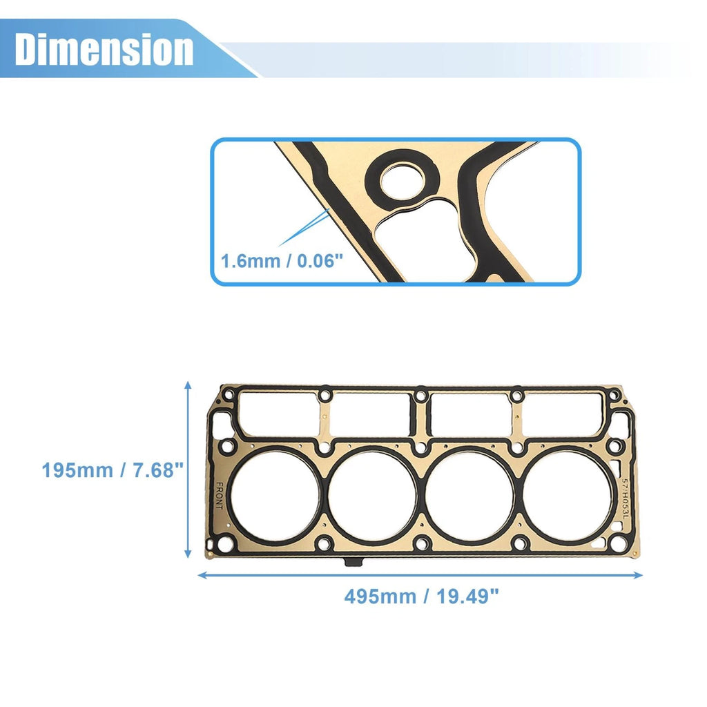 Engine Cylinder Head Gasket Replacement for GMC Chevrolet 4.8L 5.3L Steel