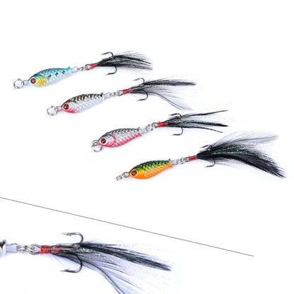Fishing Lures Set of 4 - 5g/3.2cm Minnow Baits with Feather Hooks