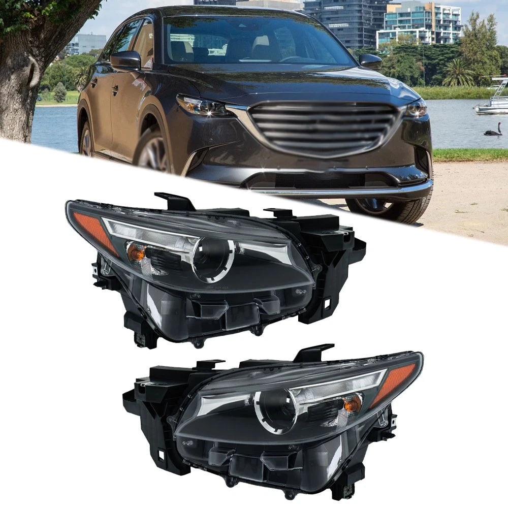 Headlights for Mazda CX-9 (2016–2023) Driver + Passenger Side LED & Halogen