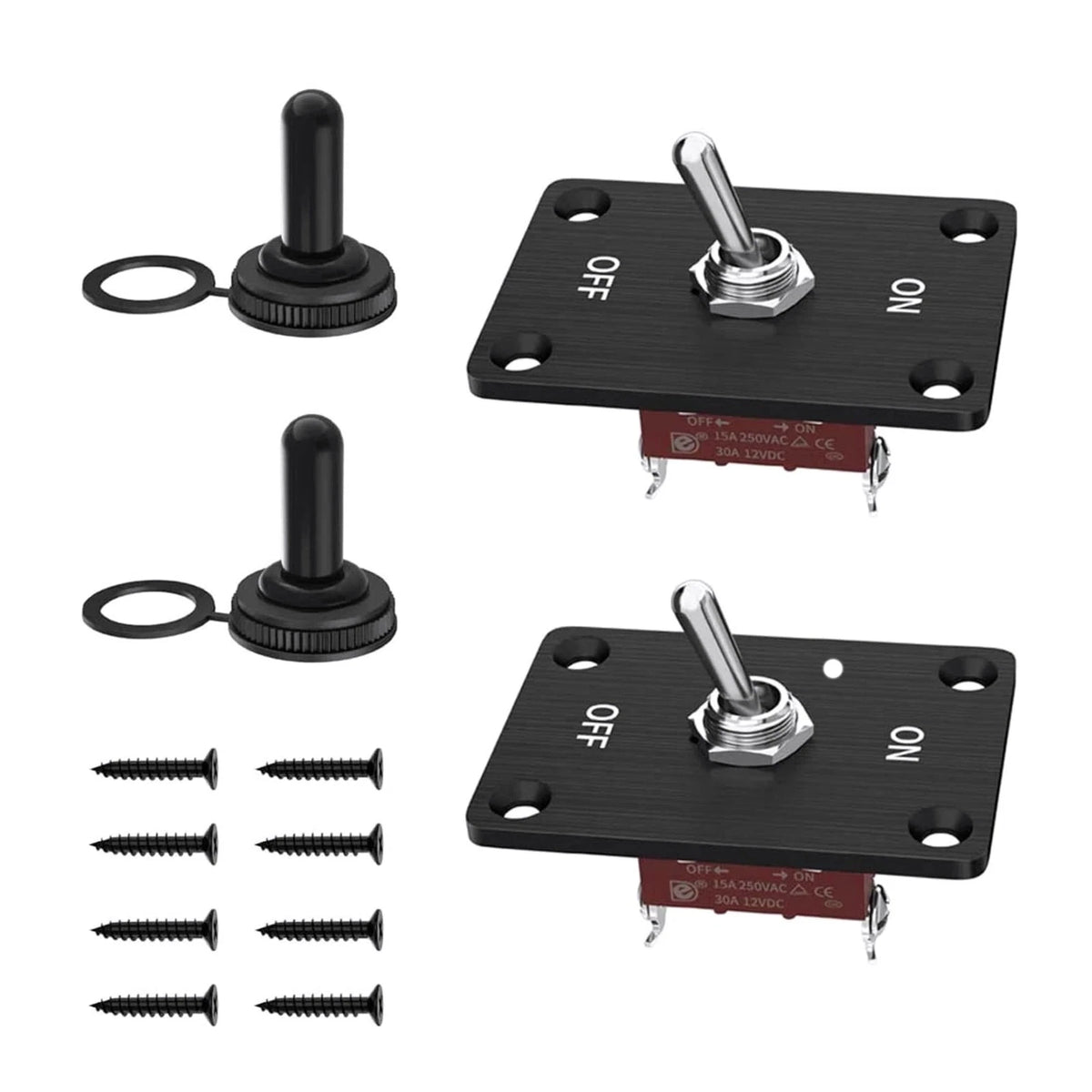 2Pcs 30A 12VDC Waterproof Toggle Switch for Motorcycle (On Off)