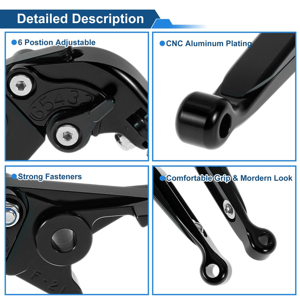 Adjustable Brake Clutch Levers for Kawasaki Versys 650 (2006–2023) - Solid Black