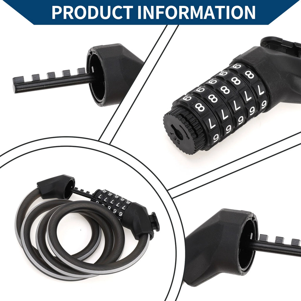 Bike Cable Lock 5 Digit Resettable for Universal Bike (Any Year)