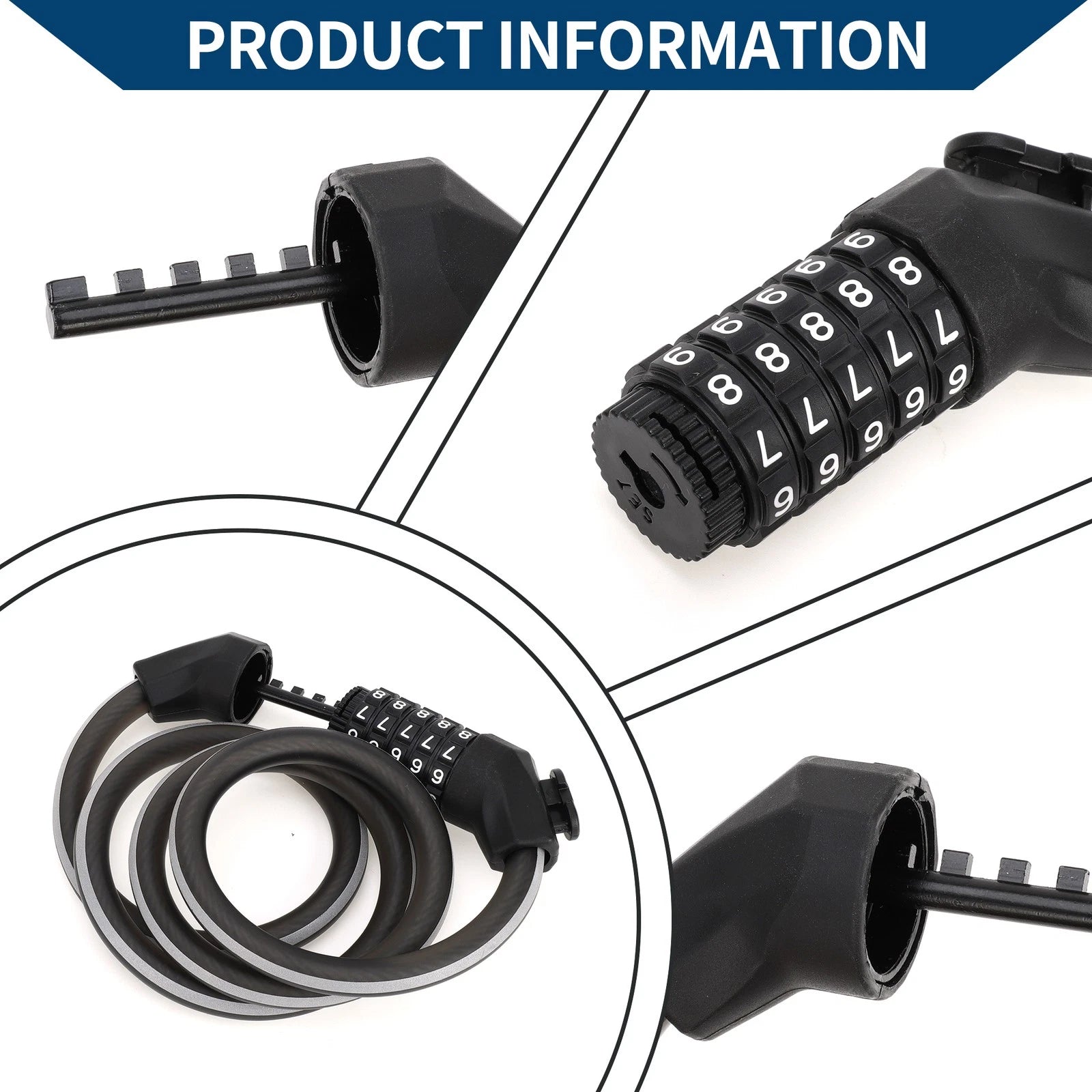 Bike Cable Lock 5 Digit Resettable for Universal Bike (Any Year)