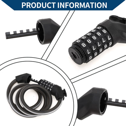 Bike Cable Lock 5 Digit Resettable for Universal Bike (Any Year)