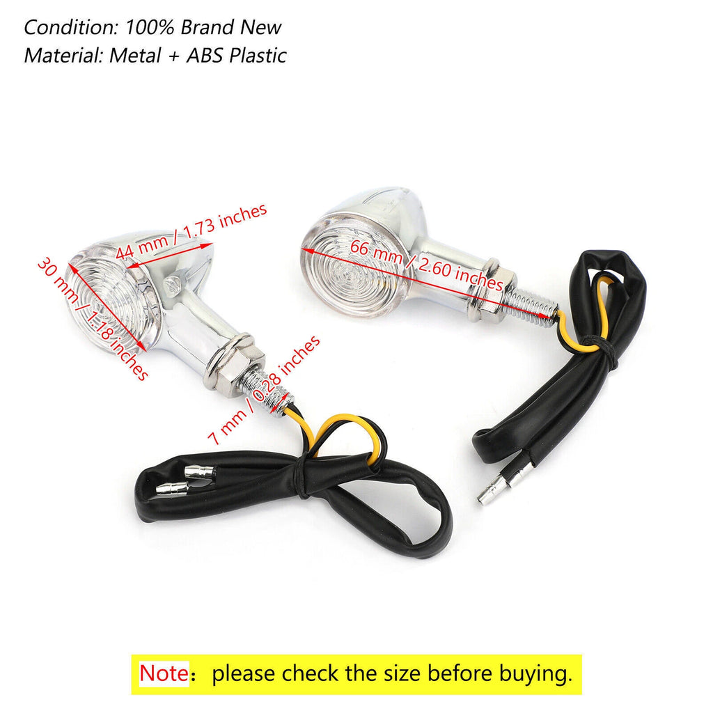 Universal Small Bullet Turn Signal Lights Chrome T9