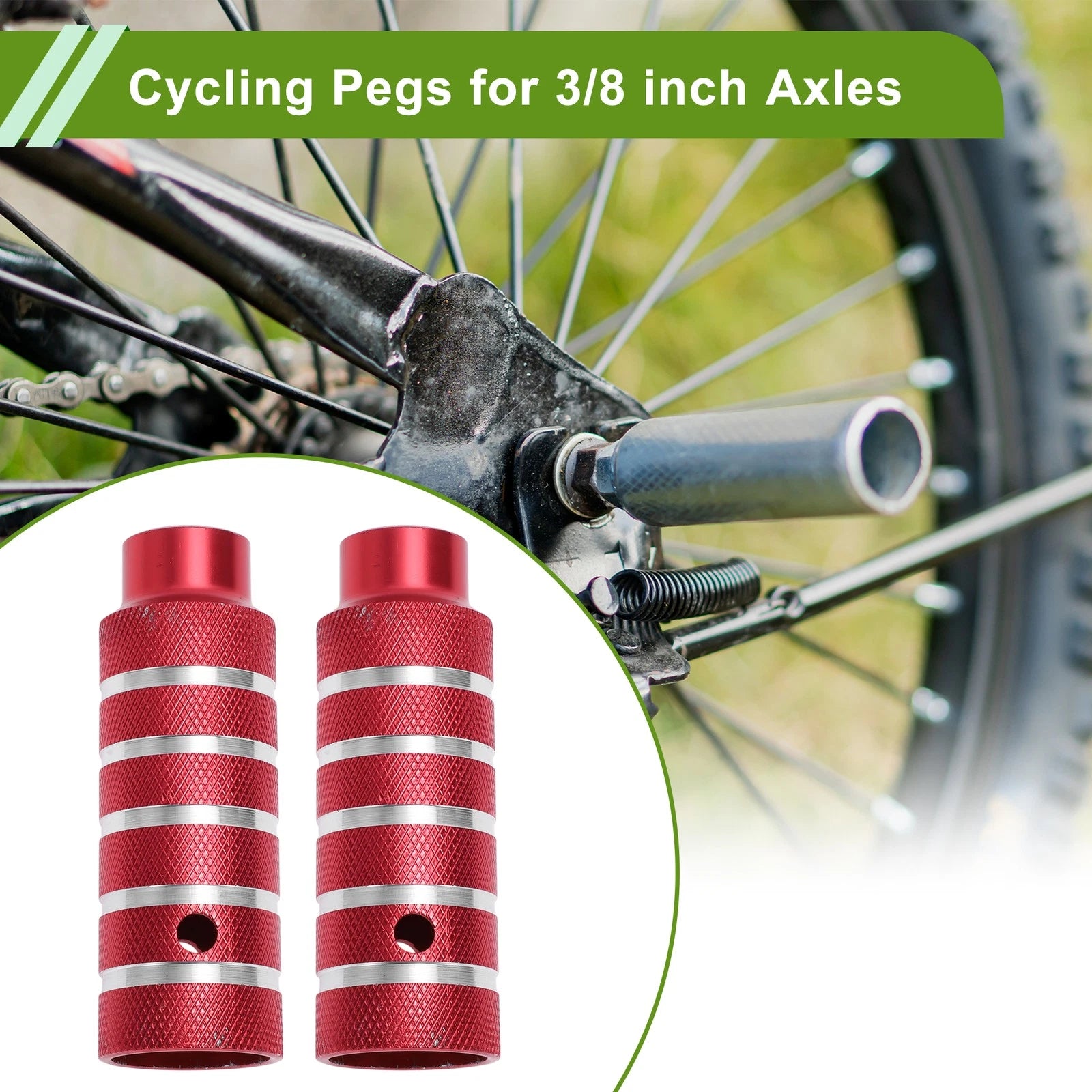 Bike Pegs 110mm Replacement Pair Five Stripes Texture for Red