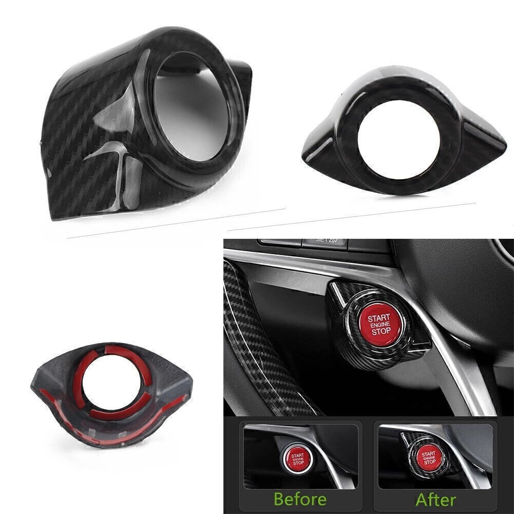 Carbon Fiber Look Engine Start Stop Button Cover for Alfa Romeo Giulia (2017–2018)