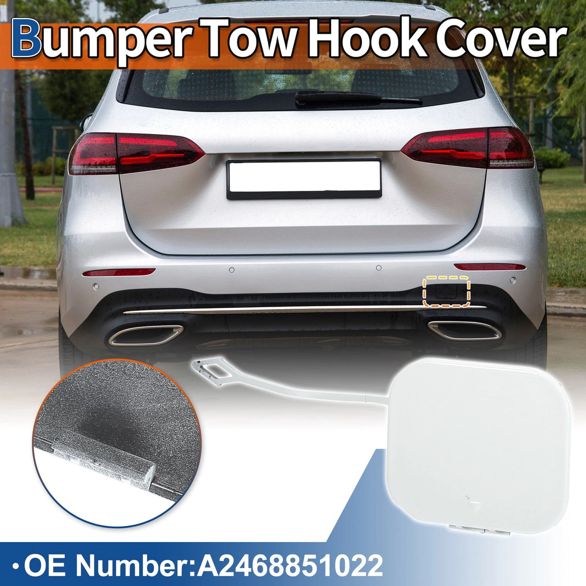 Tow Hook Cover for Mercedes-Benz B-Class (2012–2019) No.A2468851022 White