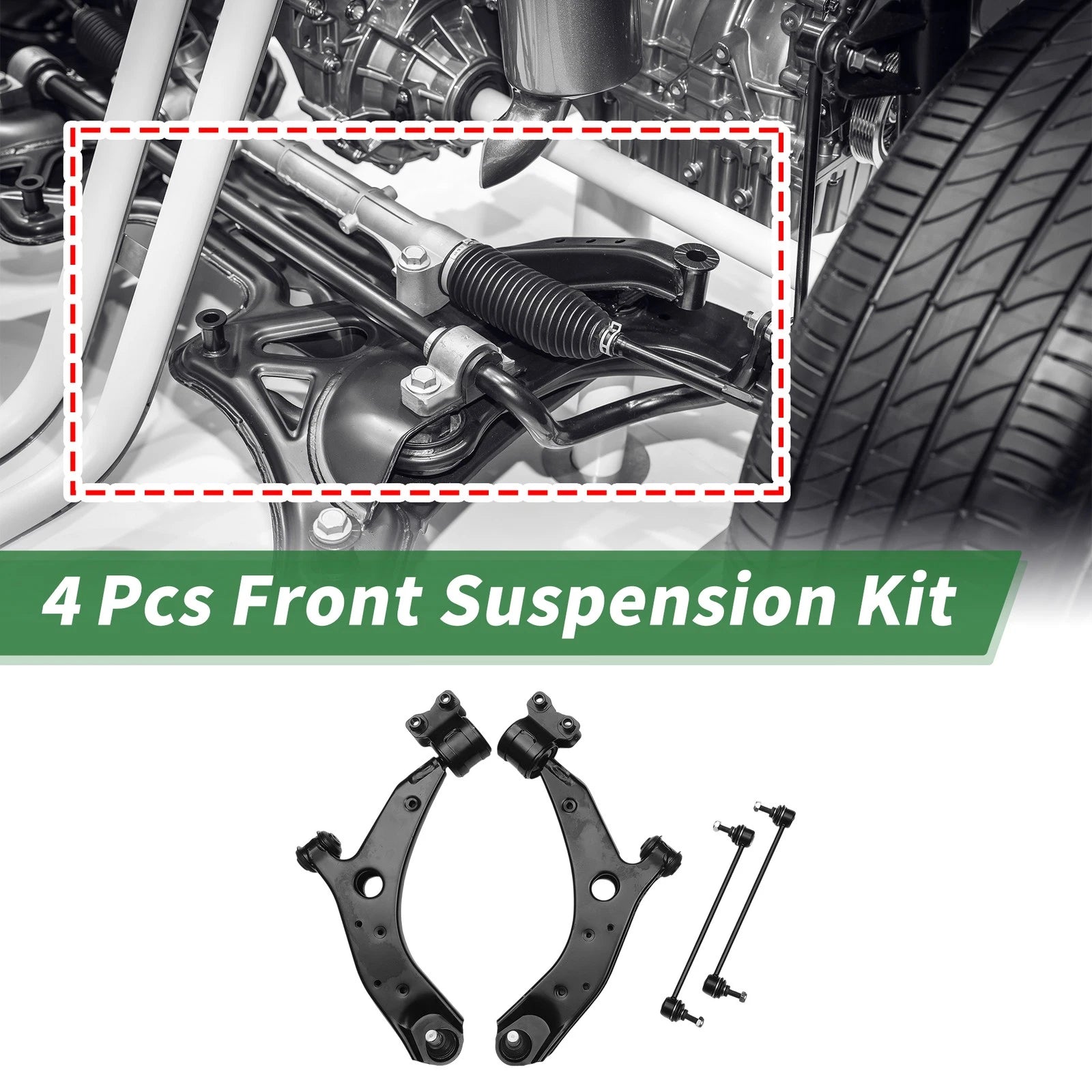 4 Pcs Front Lower Control Arms Replacement for Mazda 3 (2004–2009)
