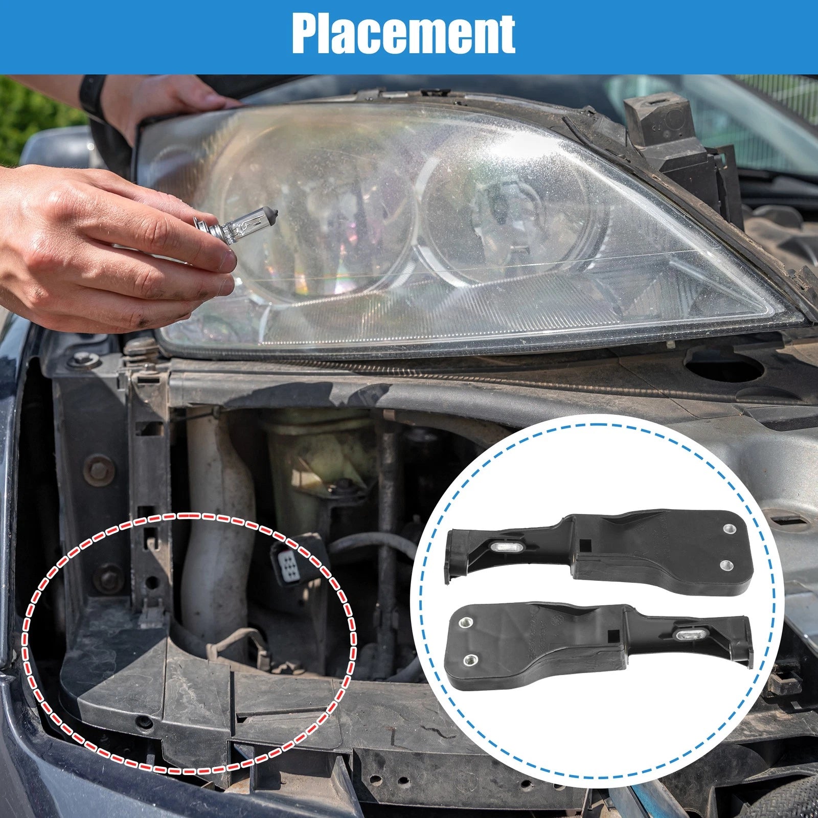 1 Pair Headlight Support Mount Bracket for Mercedes Benz W204 (2007–2014)