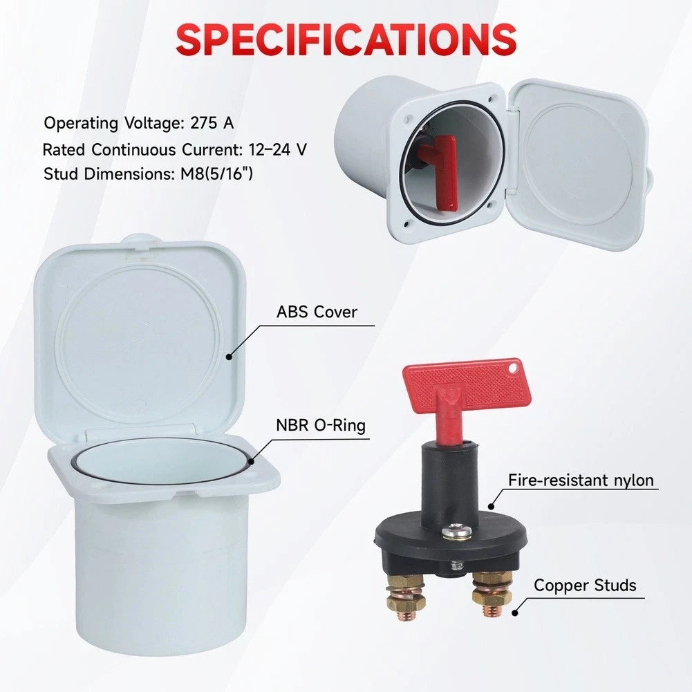 275A Enclosed Battery Isolator Switch for 12V 24V Vehicles