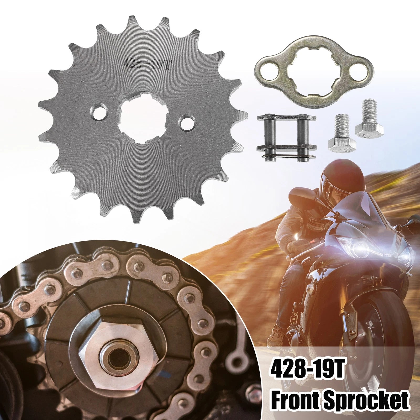 Engine Sprocket Front 19T 20mm Replacement Set for Dirt Bike Mini Bike (428)