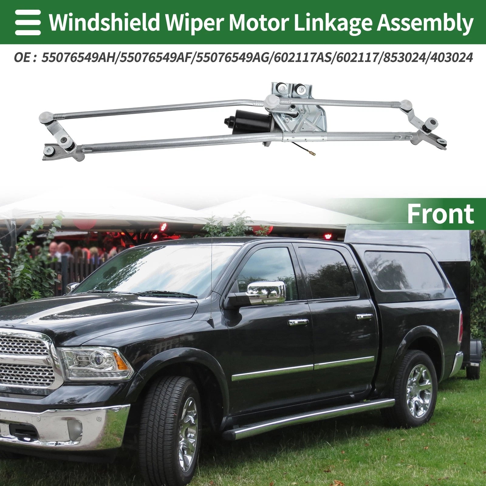 Front Windshield Wiper Motor Linkage Assembly for Dodge Ram 2500 (2011–2018)