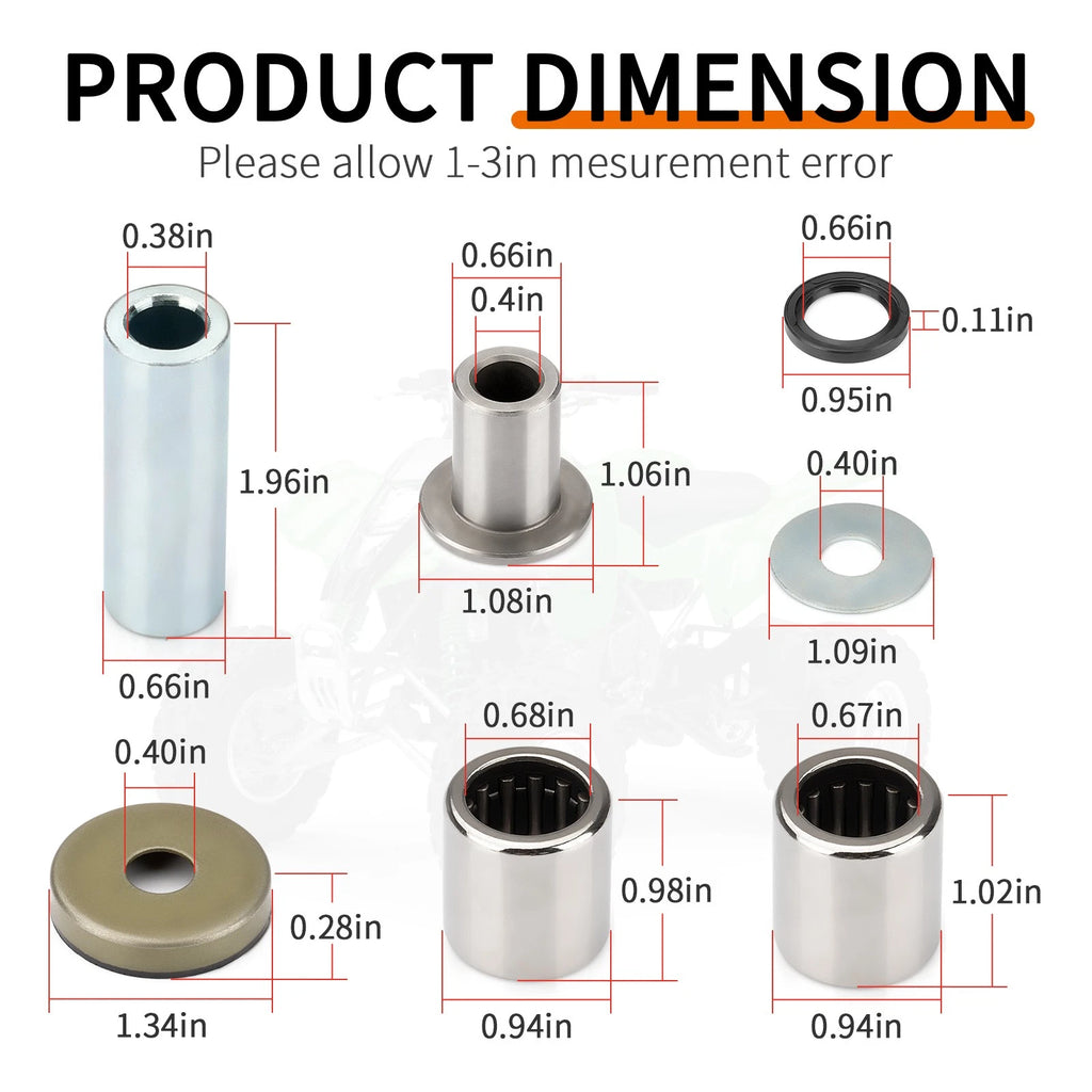 Front Upper Lower A-Arm Bushing w/ Oil Seal Kit for Kawasaki KFX400 (2003–2006)