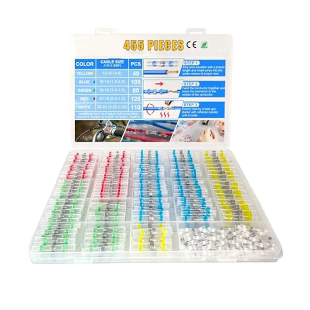 455PCS Heat Shrink Connector Kit for Automotive Wiring (Universal)