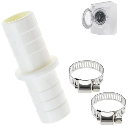 Set of 2 Waste Pipe Connectors for Washing Machines with Metal Clamps