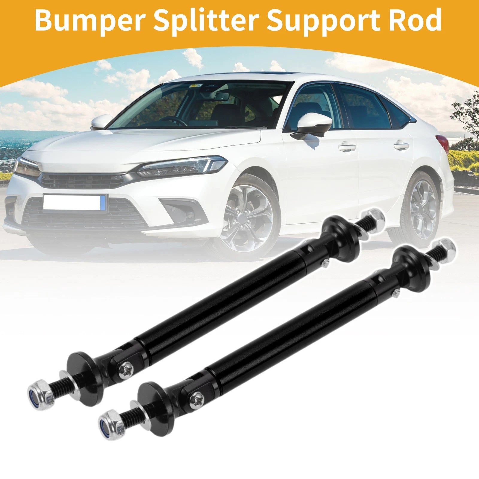 2X Adjustable Front Bumper Lip Splitter Strut Support Bars for