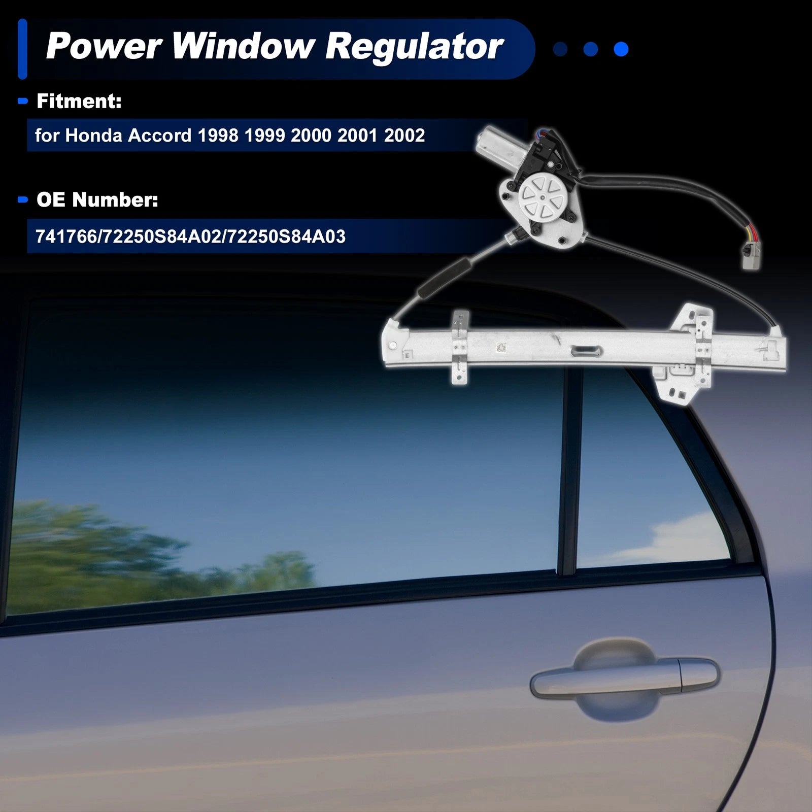 Front Left Power Window Regulator with Motor Replacement for Honda Accord (1998–2002)