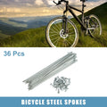 36pcs Bicycle Steel Spokes 183mm J Bend Replacement with Nipples for 7.20" Cycle (—)