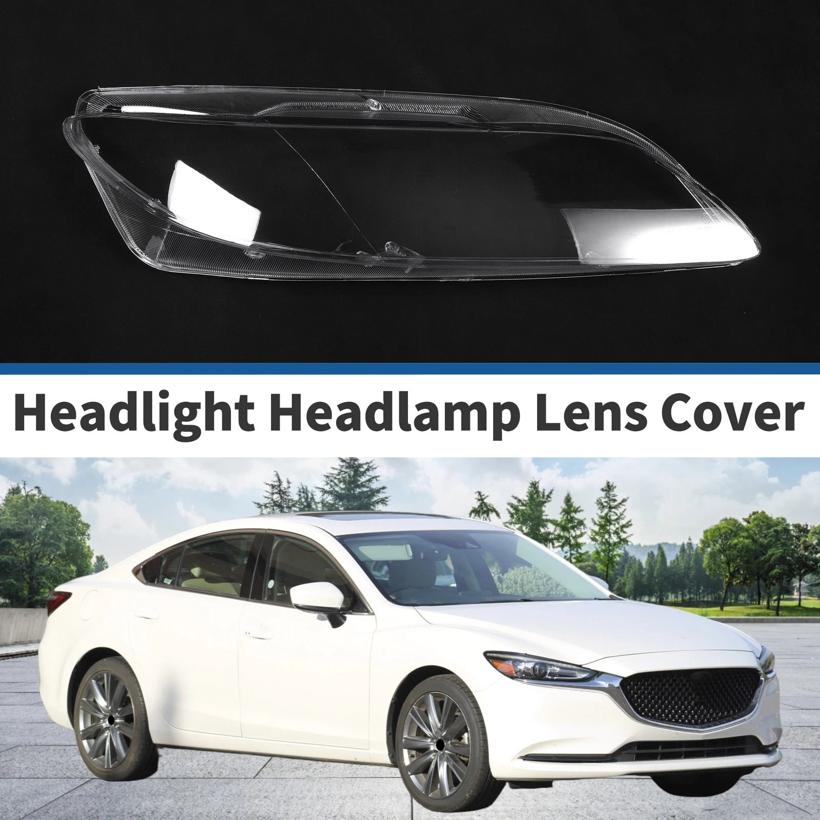 1 Pcs Headlight Lens Cover for Mazda 6 (2003–2008) PC Clear