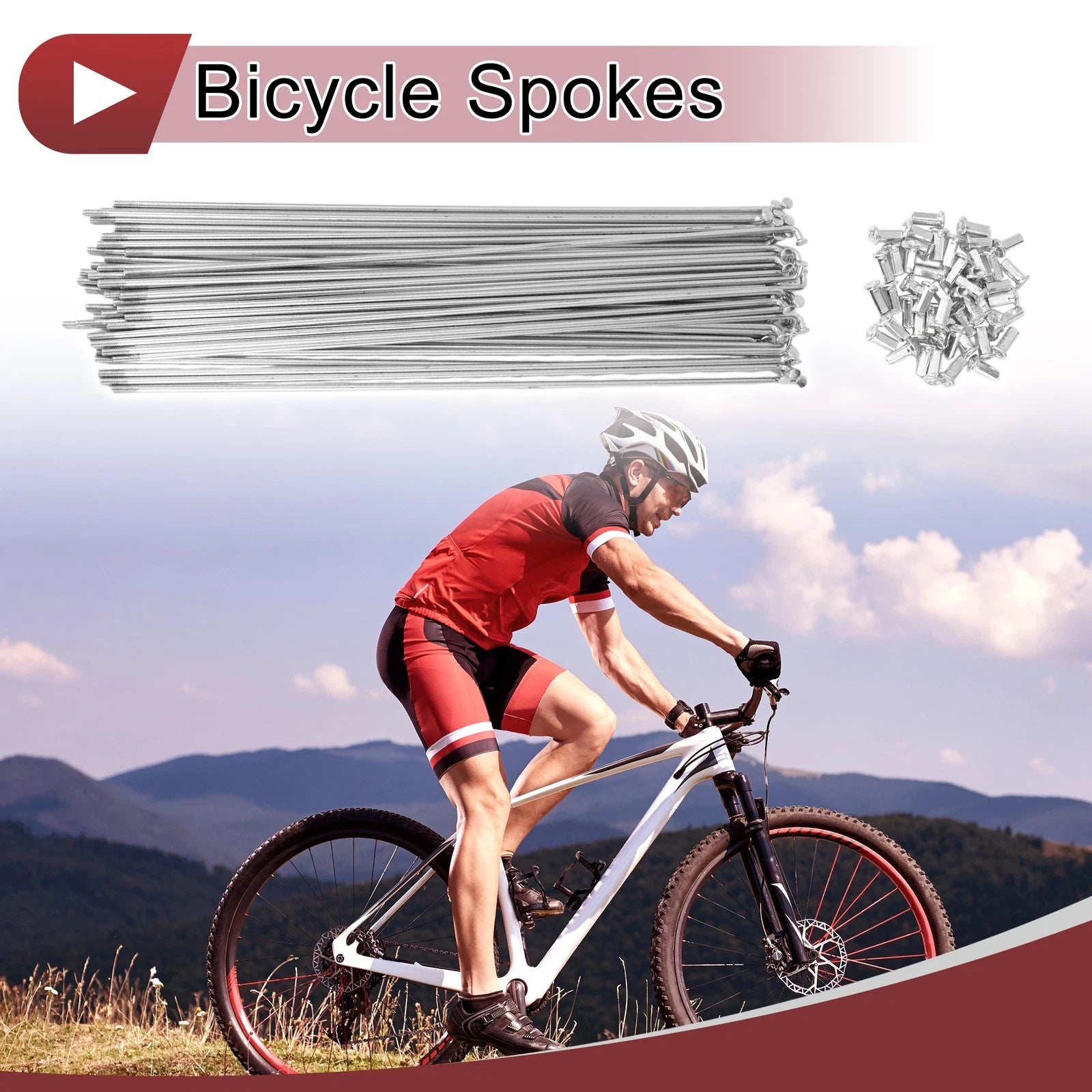 Bicycle Spoke Set 305mm Carbon Steel Galvanized for 10G Wheels (48 Pack)