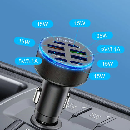100W 8 Port Car Charger with Intelligent Protection for Universal Use