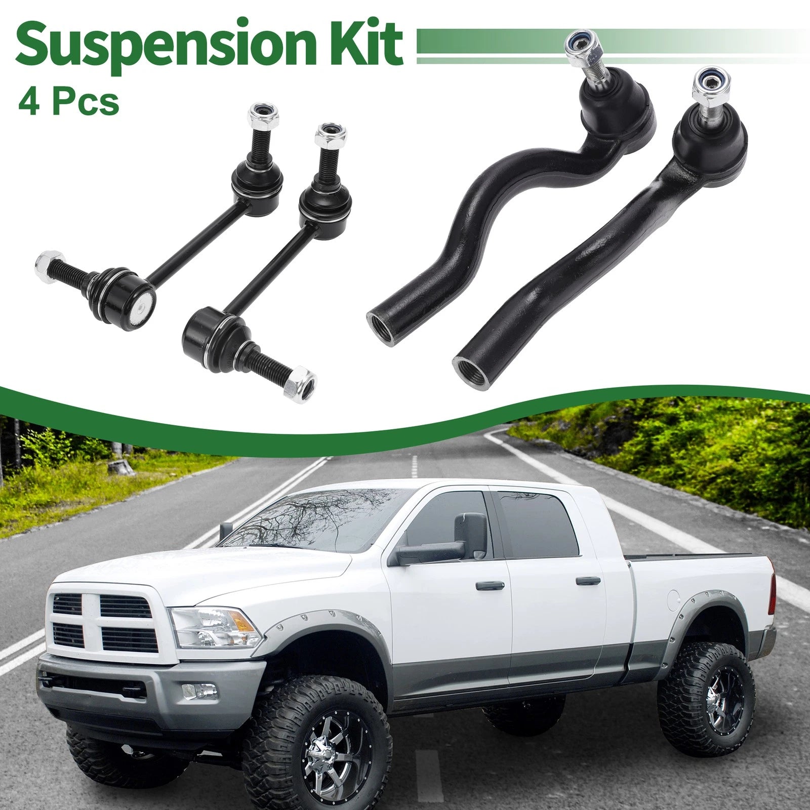 4pc Front Suspension Kit Outer Tie Rod End Sway Bar Link for Dodge Durango (2011–2020)