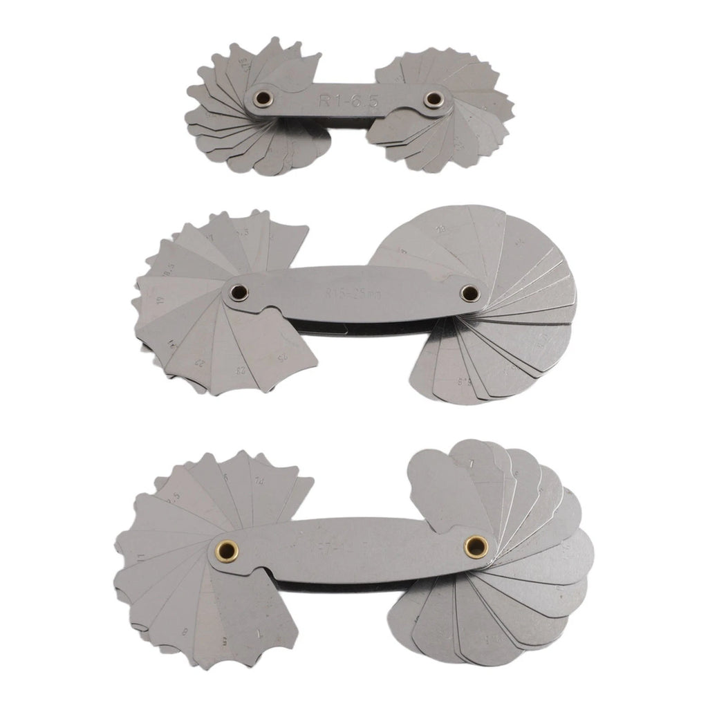 3pcs Radius Fillet Gauge Set for Toolmakers (Stainless Steel)