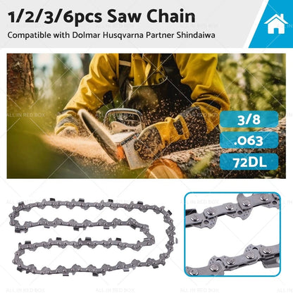 Set of 6 Chainsaw Chains 3/8 .063 72DL Semi Chisel for Husqvarna Stihl