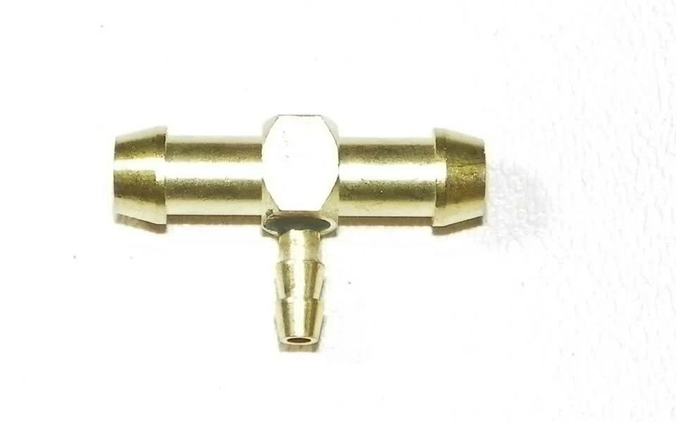 Brass T Fitting 1/4 X 1/4 X 1/8 Barb for Automotive (006-535)