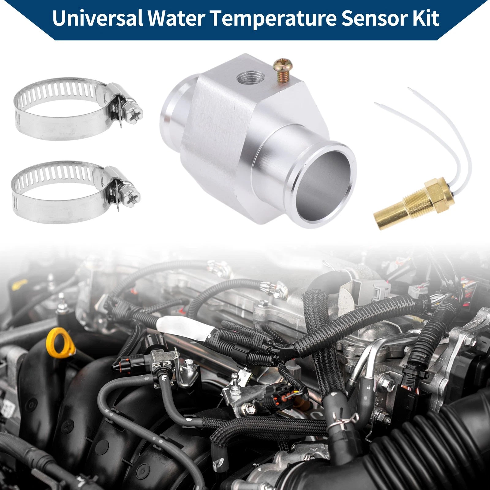 Water Temp Sensor Kit 1/8"NPT for Auto Radiator Cooling (195°F Off)