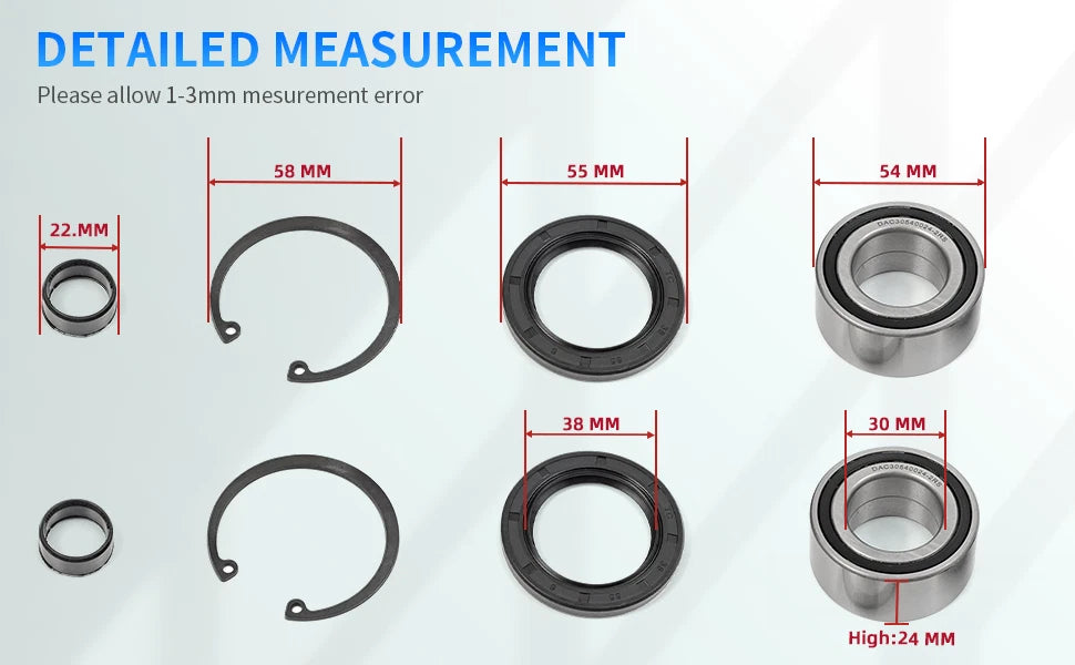 Front Wheel Bearings Seals Kit for Honda Foreman Rubicon 500 (2001–2023)