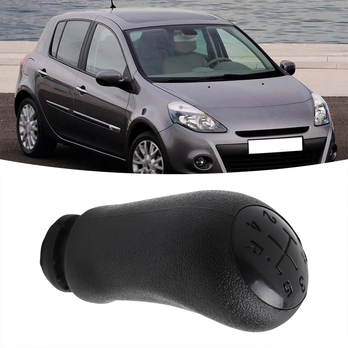 5 Speed Gear Shift Knob for Renault Clio III (2005–2012) Black Plastic