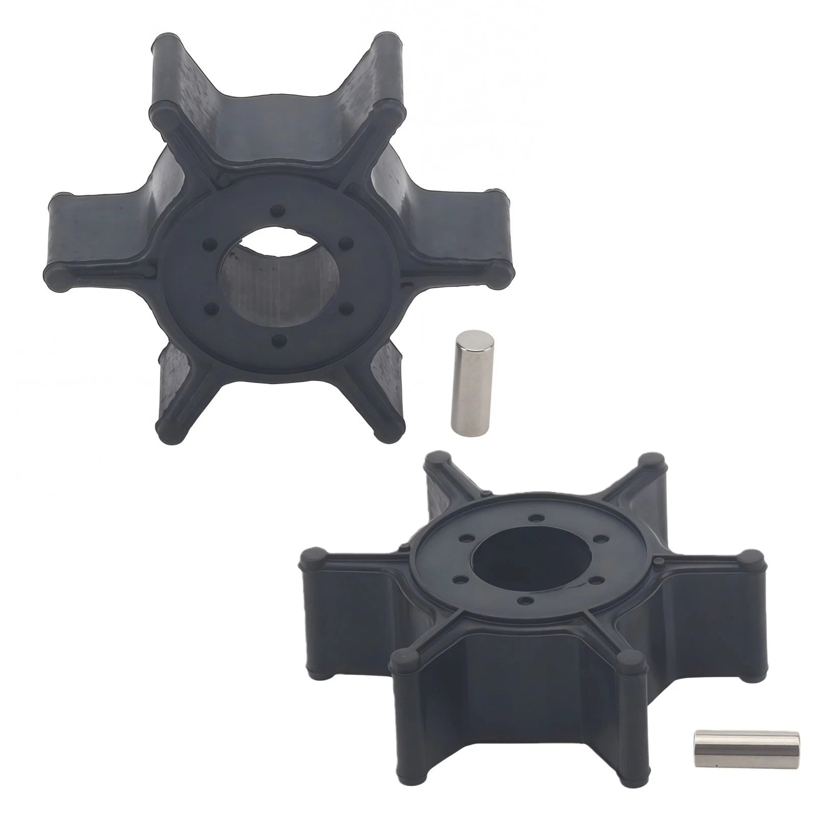 Water Pump Impeller & Pin for Yamaha Outboard 2 Stroke 4 5 HP (6E0-44352-00)