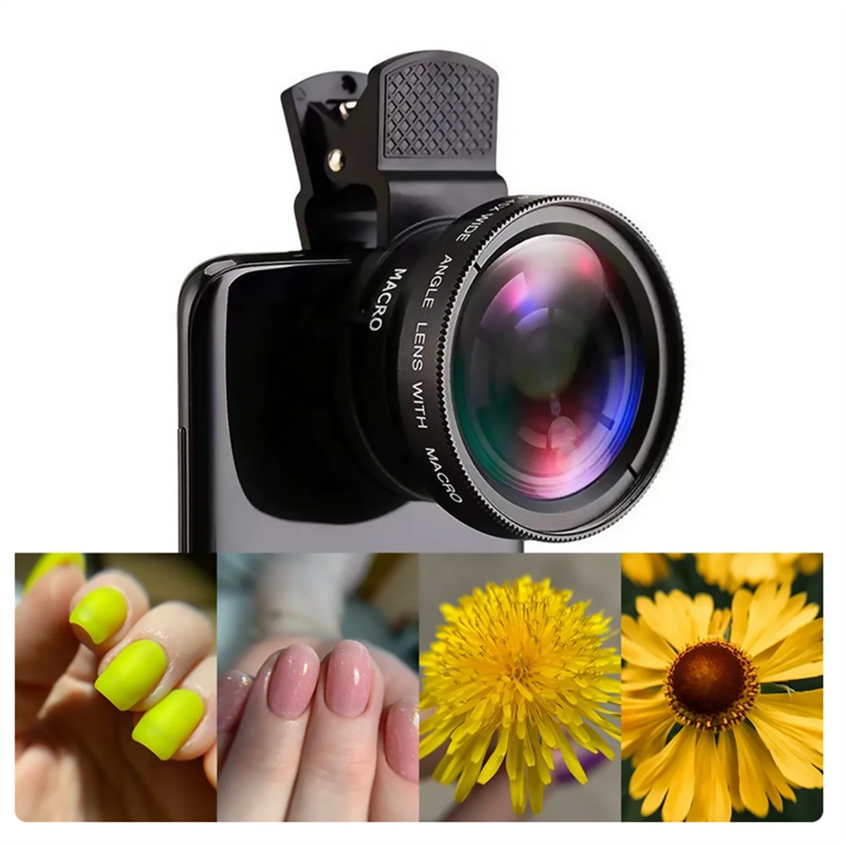2X Mobile Phone Lens 0.45X Wide Angle & 10X Macro for Smartphones